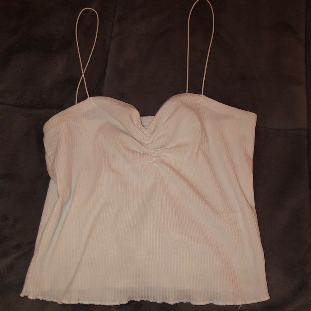 White scrunch tank top